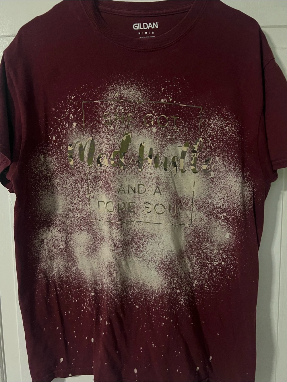 Gildan Maroon Short Sleeve Graphic Tee- Mad Hustle and a Dope Soul